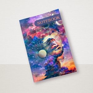 Celestial orbit art illustrated lined notebook